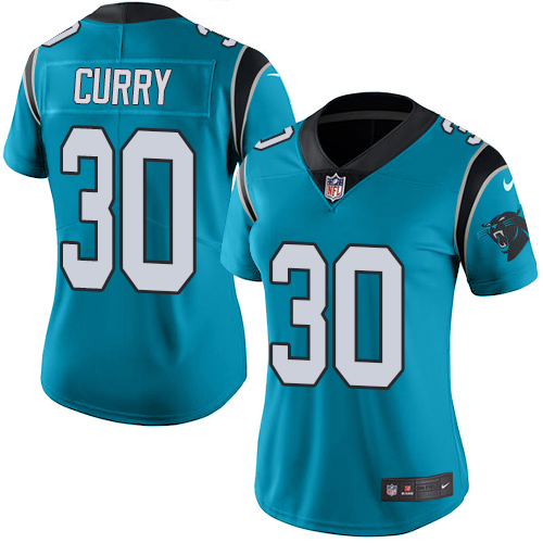 Women's Limited Stephen Curry Nike Jersey Blue - #30 Rush NFL Carolina Panthers